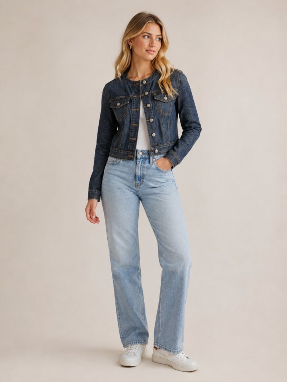2/$30 Banana Republic Cropped Moto Denim Jacket Dark Indigo XS #A2370